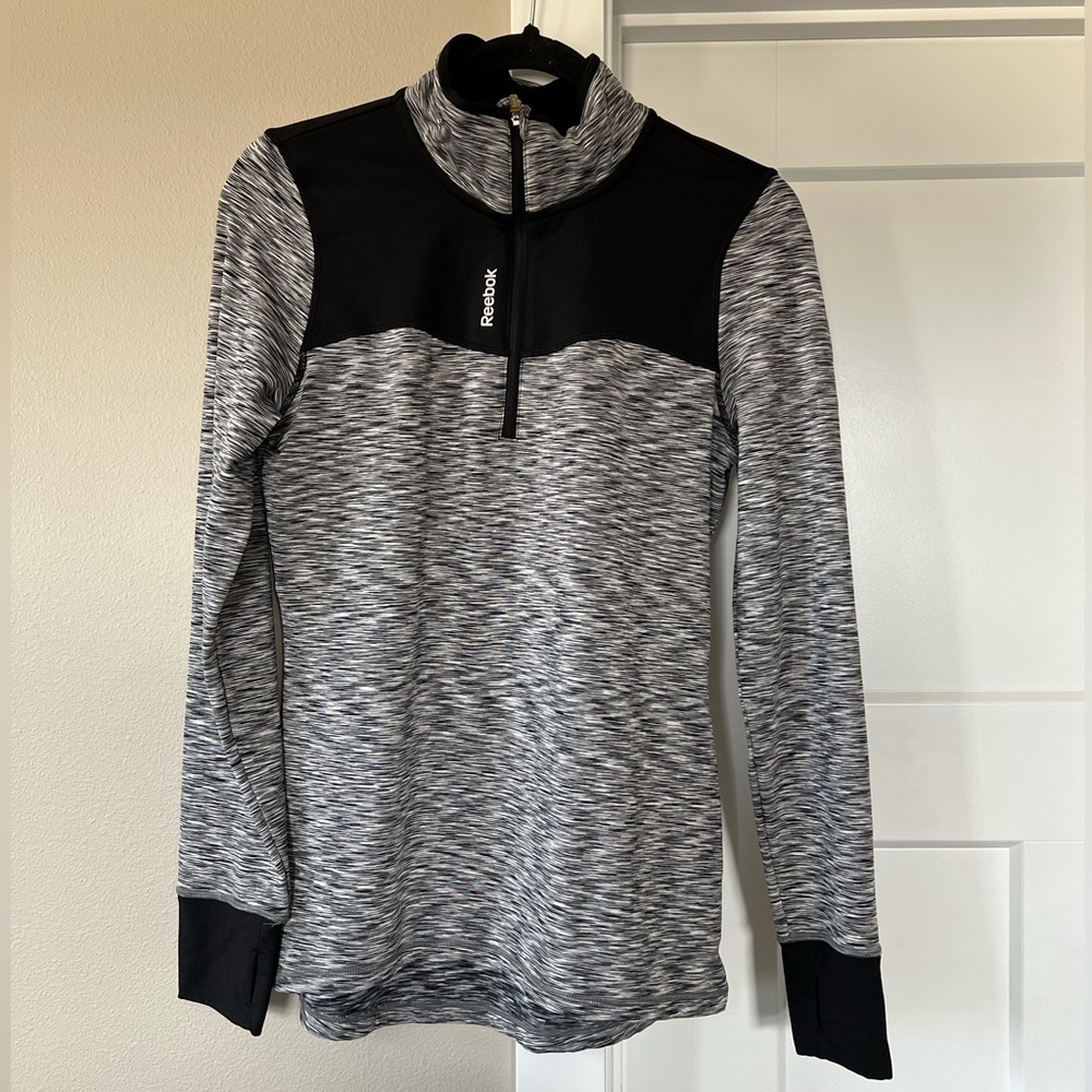 Reebok Black and White Zip Up Jacket with Sporty Trim